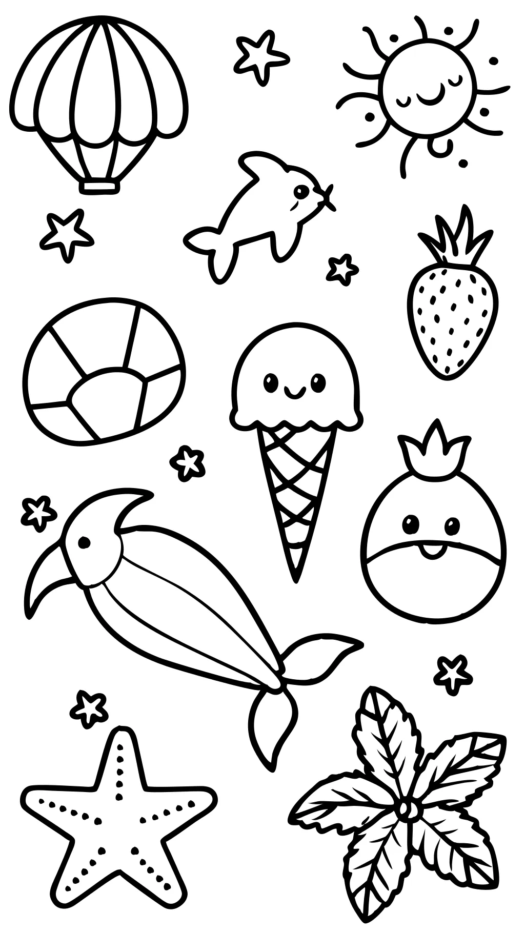 easy simple summer coloring pages